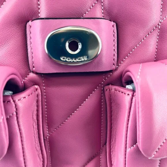 Coach Tabby Backpack Pillow Quilting Nappa Leather Pink Convertible Chain Strap - Picture 12 of 16